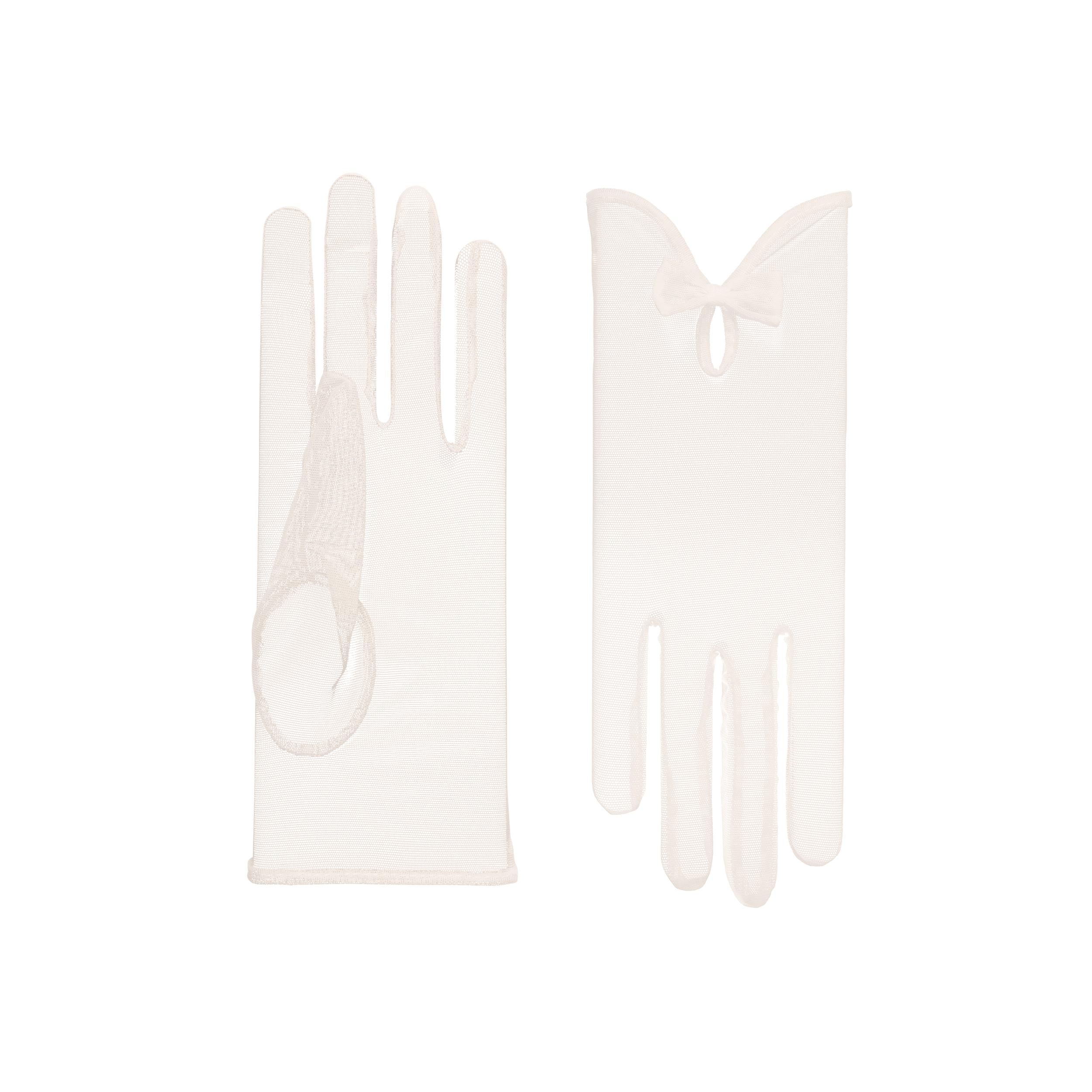 India | Tulle Glove with Keyhole & Bow-Ivory-Cornelia James