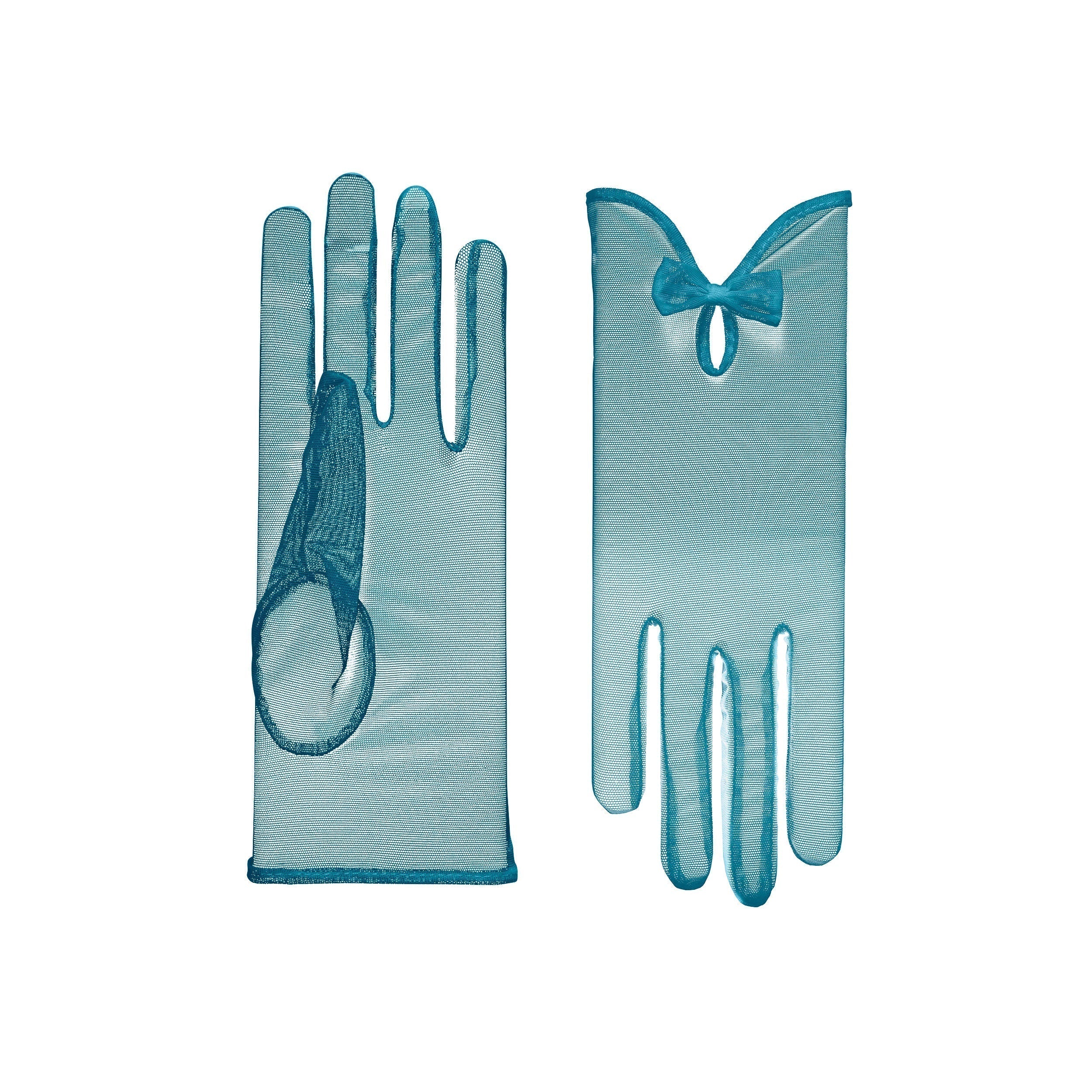 India | Tulle Glove with Keyhole & Bow-Teal-Cornelia James