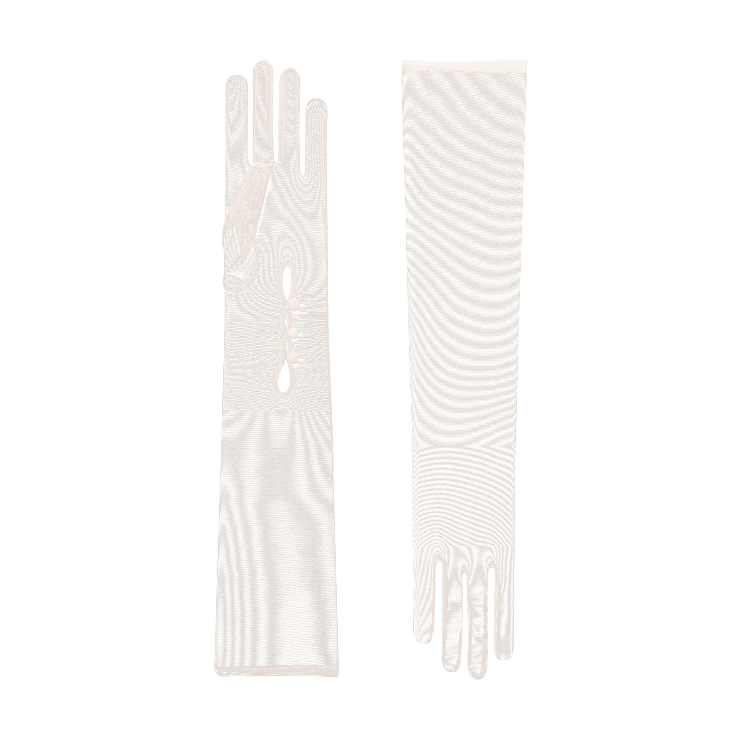 Issey | Tulle Opera Glove with Mousquetaire-Ivory-Cornelia James