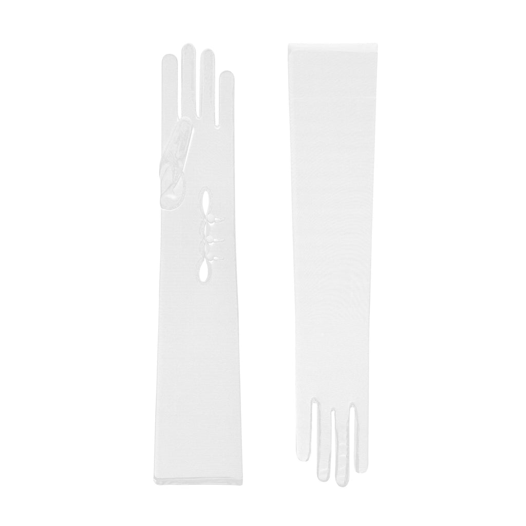 Issey | Tulle Opera Glove with Mousquetaire-White-Cornelia James