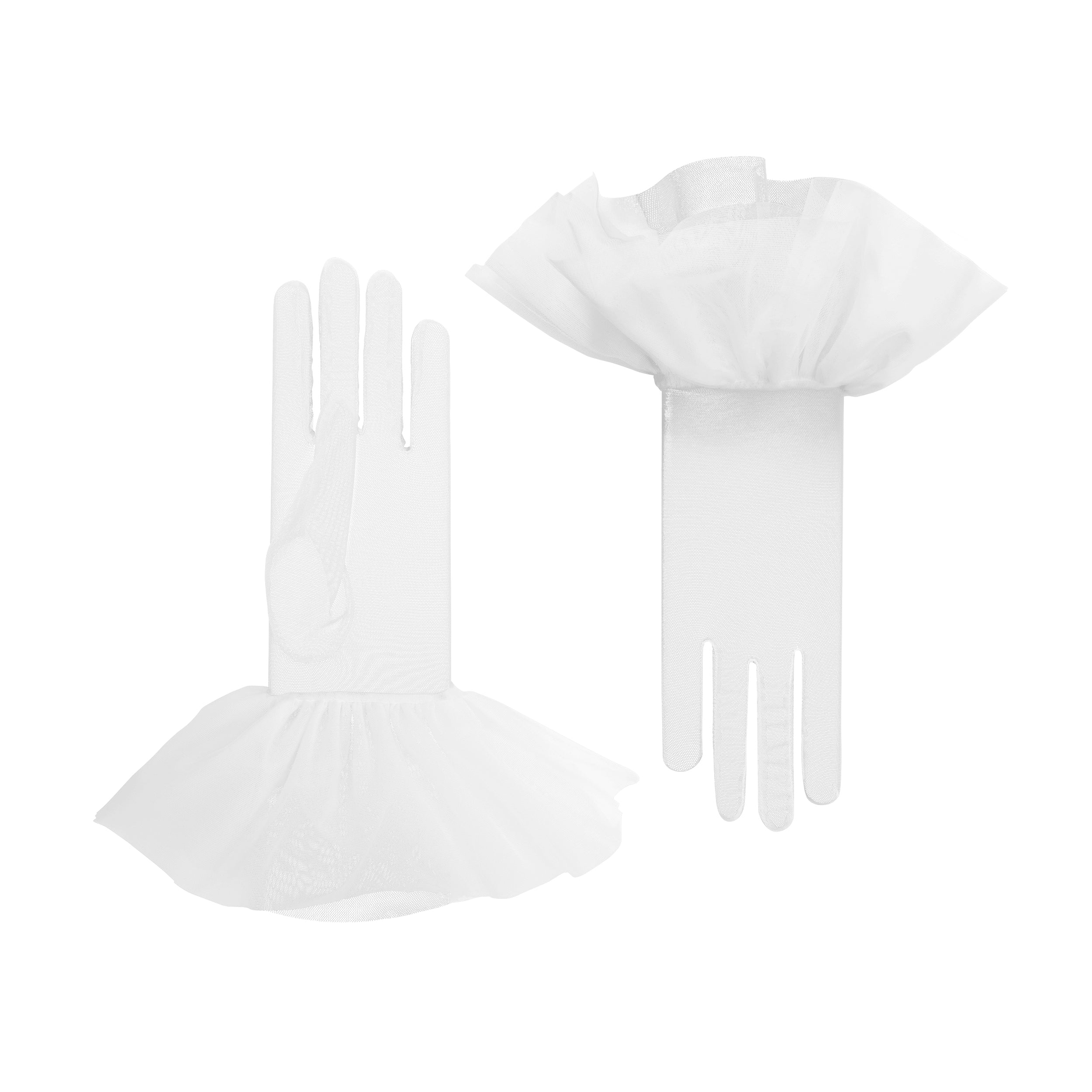Lara | Bridal Tulle Glove with Harlequin Cuff