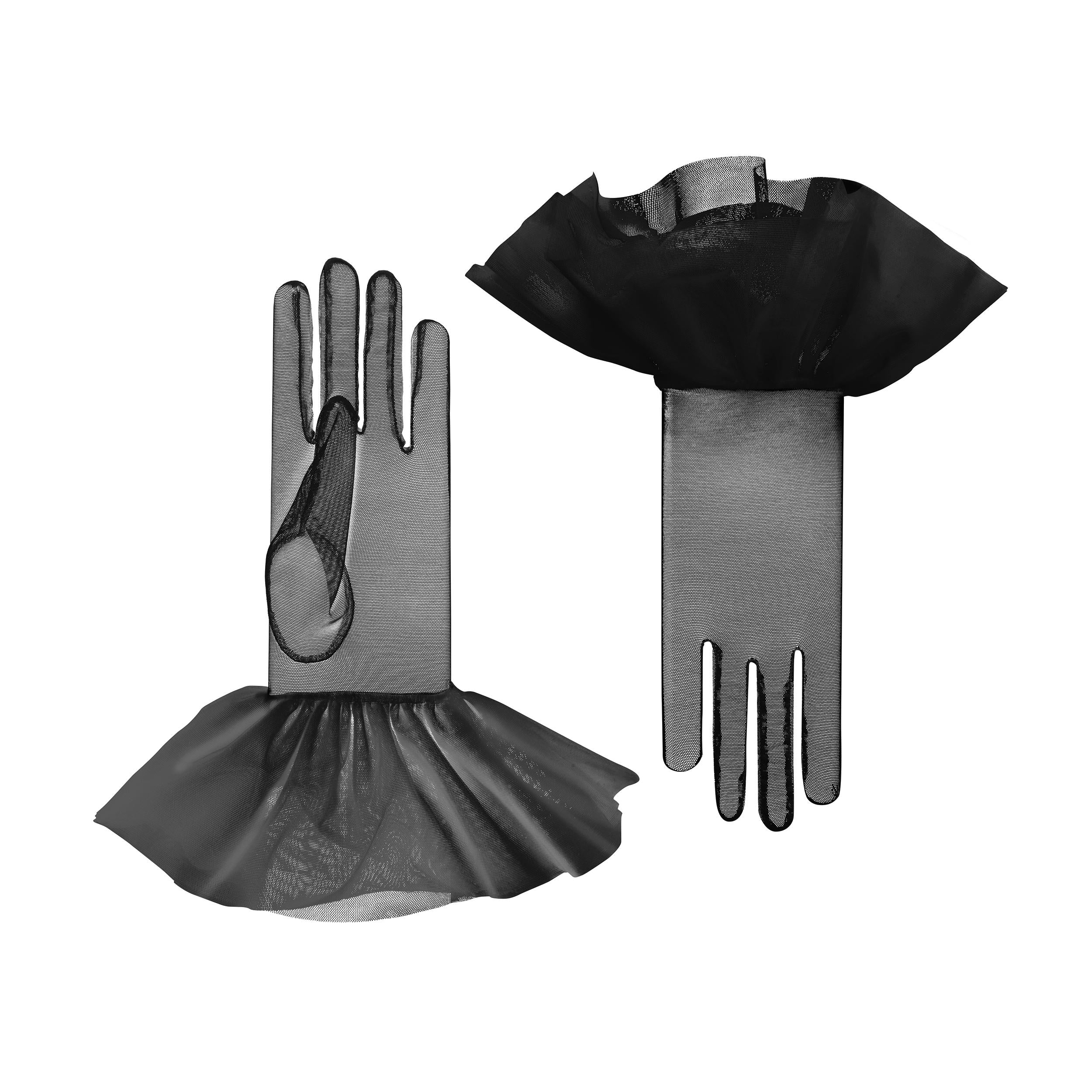 Lara | Tulle Glove with Harlequin Cuff-Black-Cornelia James