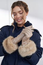 ルーシー |フェイクファーカフ付きレザーグローブ