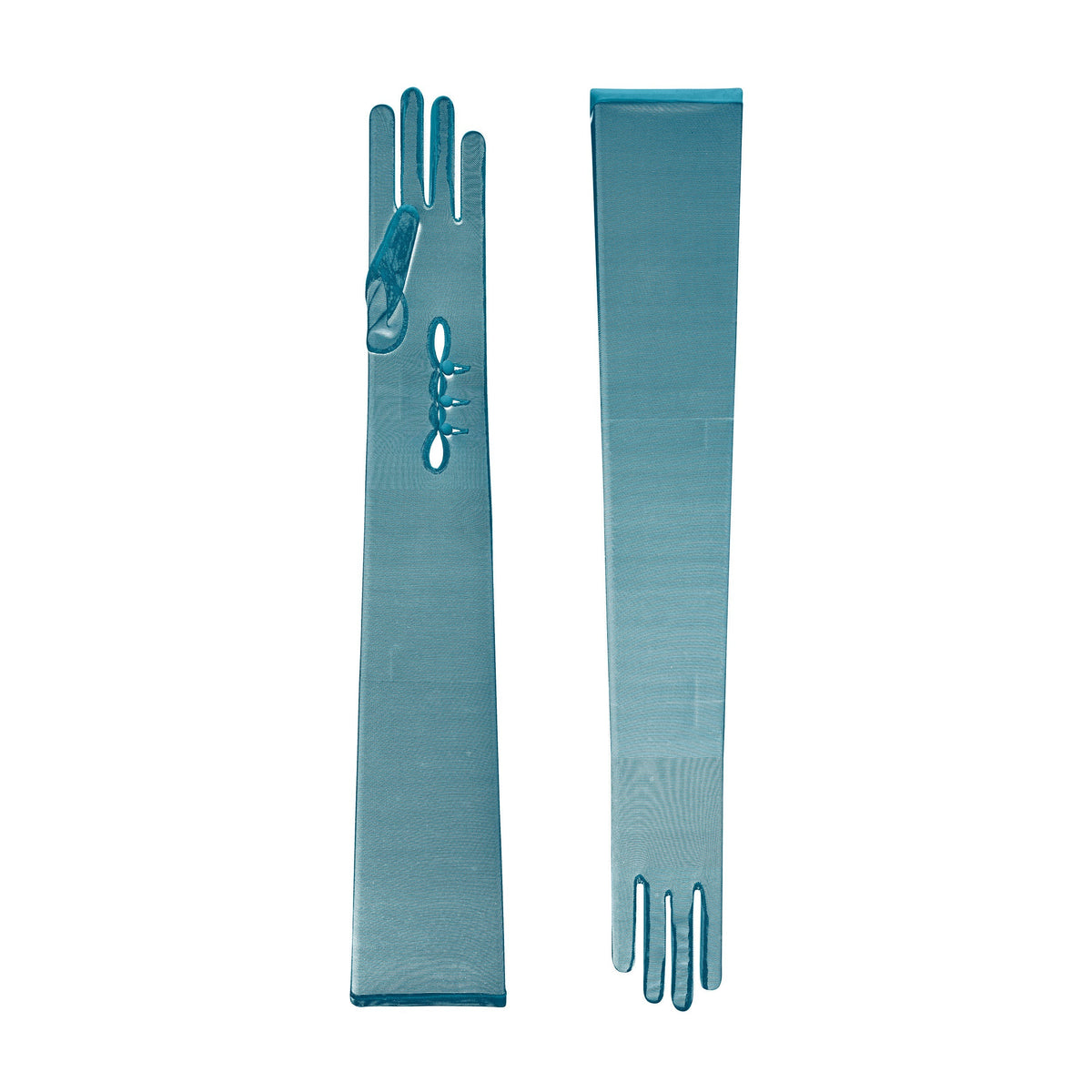 Lucrezia | Tulle Opera Glove with Mousquetaire-Teal-Cornelia James
