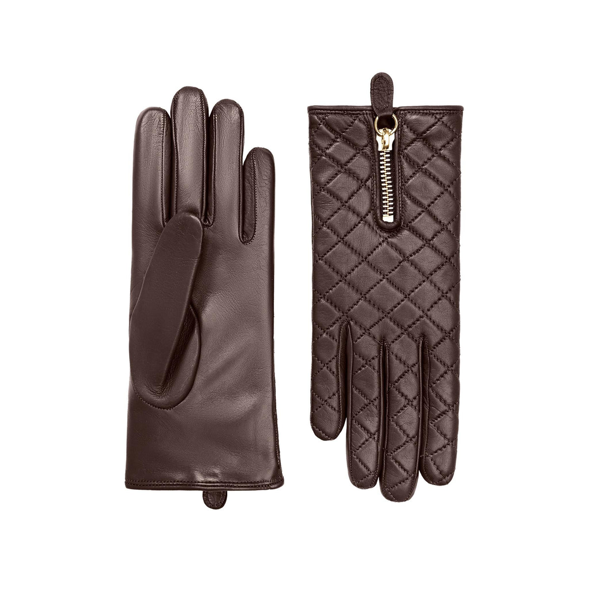 Marie | Cashmere Lined Quilted Leather Glove-Chocolate-Cornelia James
