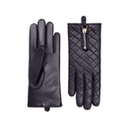 Marie | Cashmere Lined Quilted Leather Glove-Dark Navy-Cornelia James