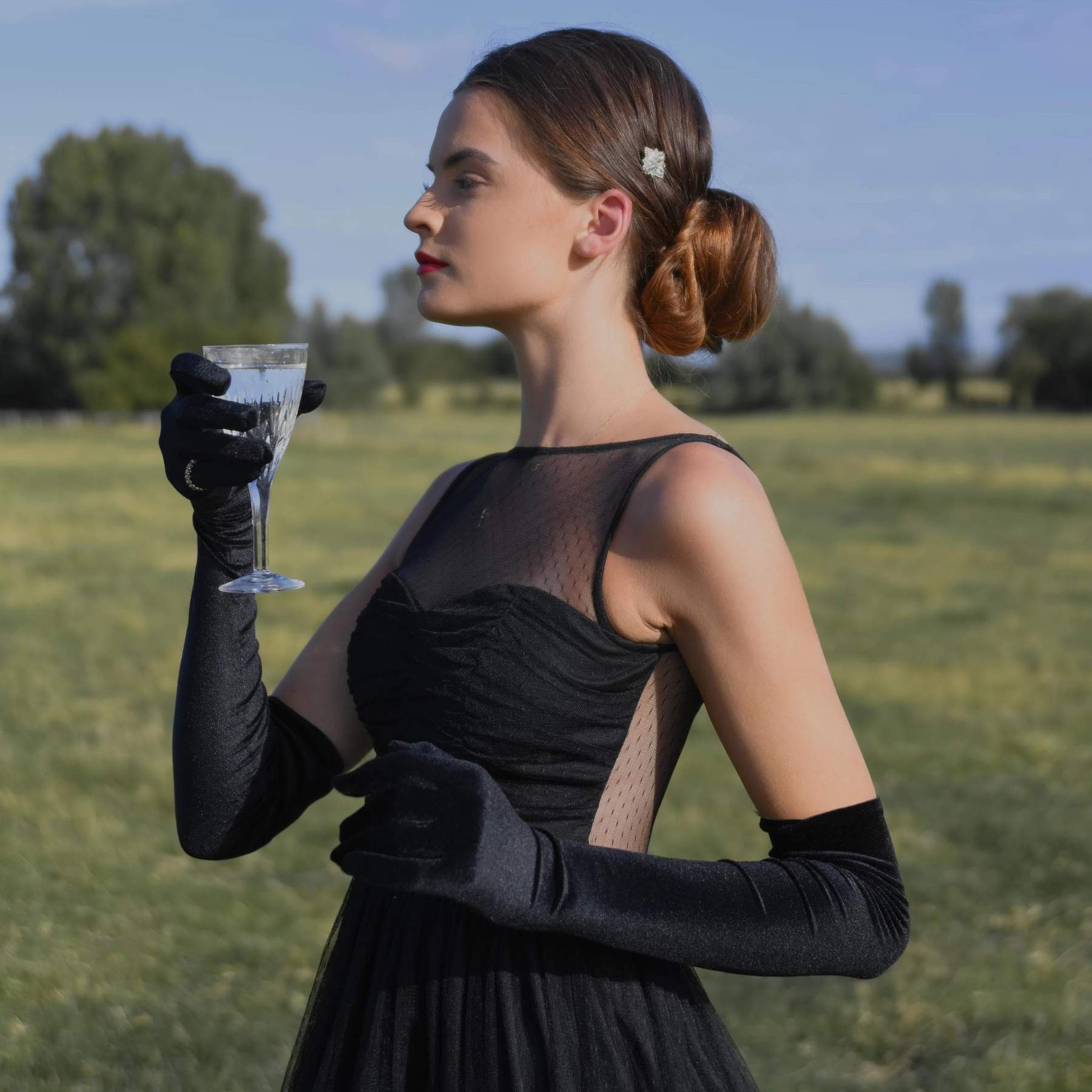 Melissa Velvet Gloves - Black Opera Length Gloves - Evening Gloves by Cornelia James Melissa Velvet Gloves - Black Opera Length Gloves - Evening Gloves by Cornelia James