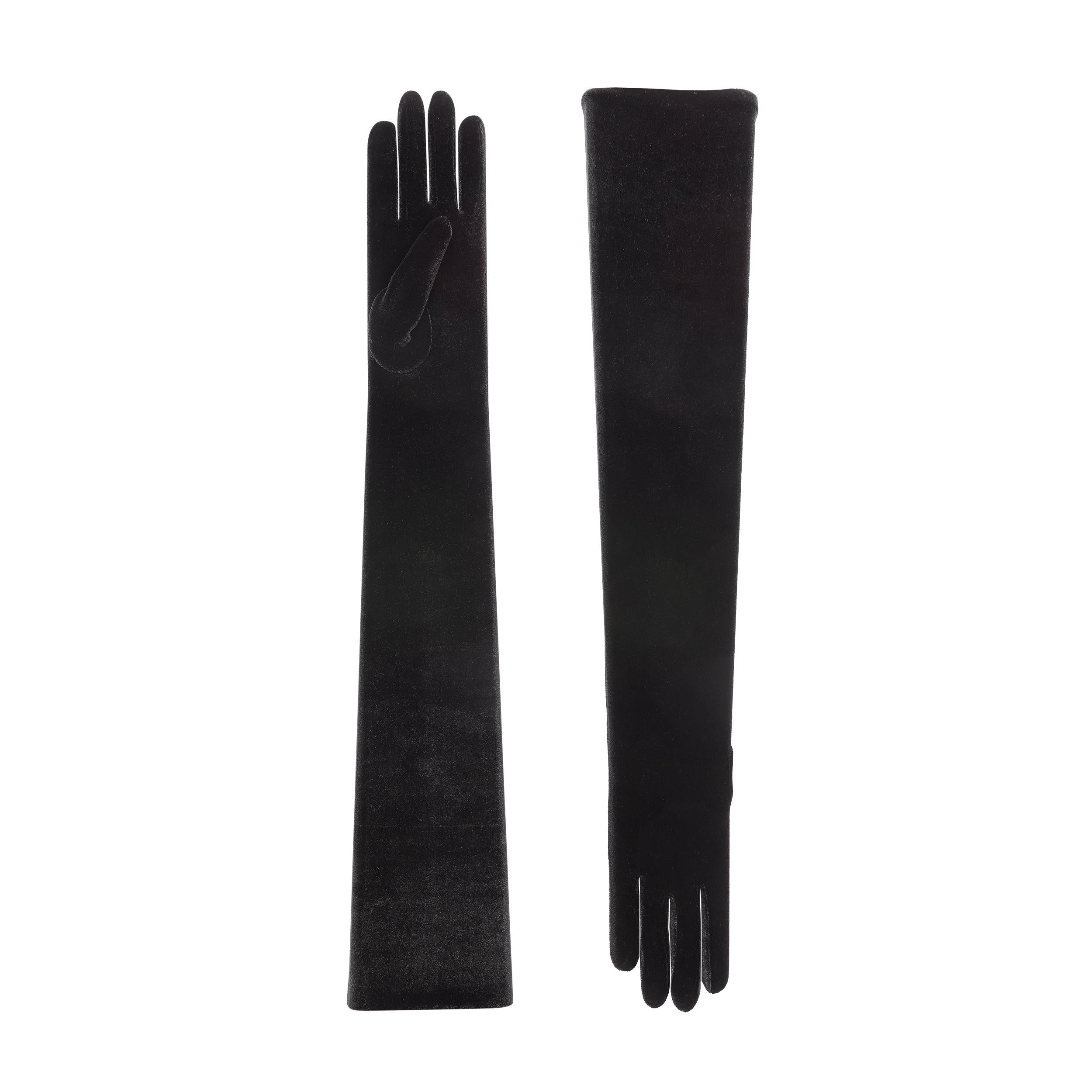velvet touch handschuhe Melissa Velvet Gloves - Black Opera Length Gloves