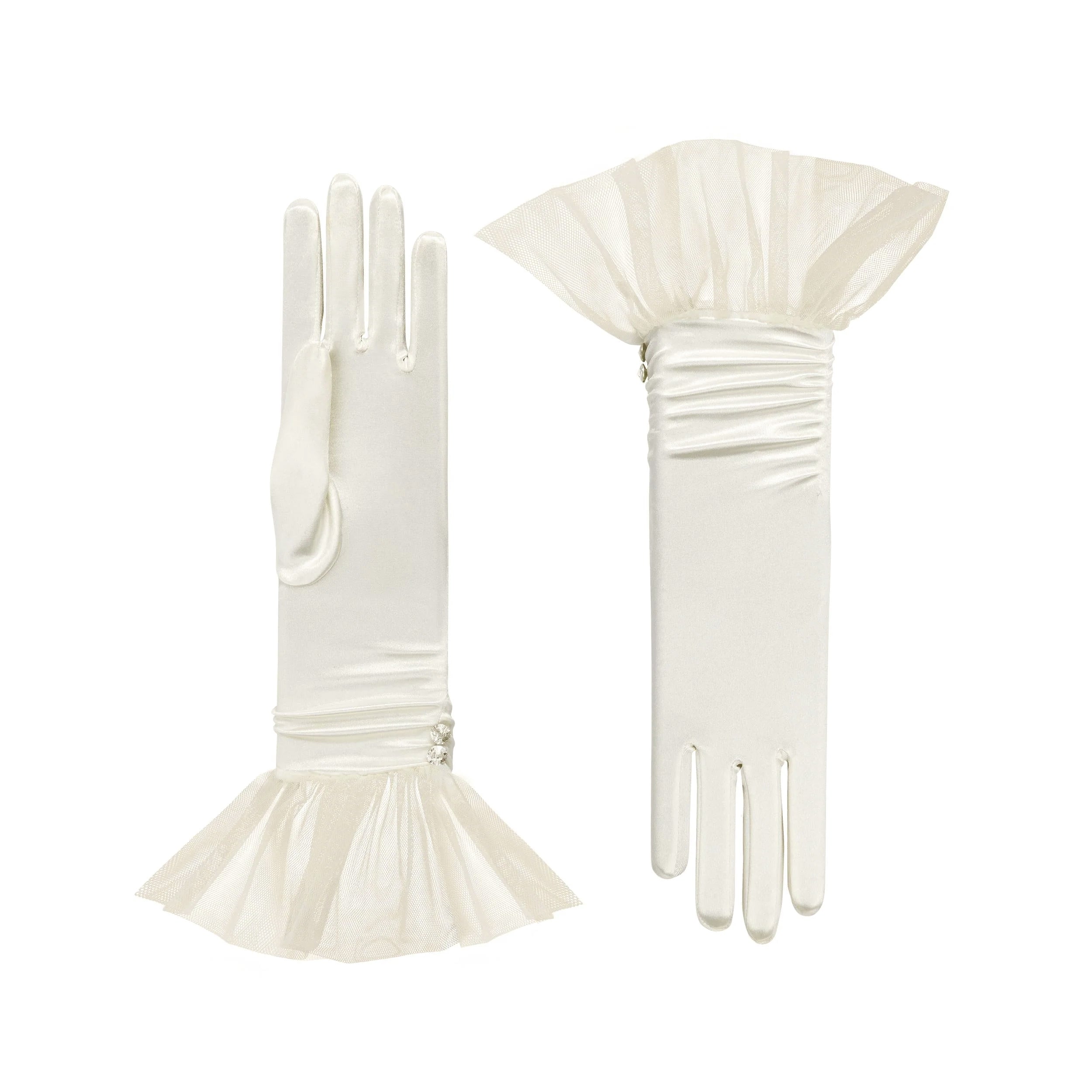Ivory Satin Gloves - Melody