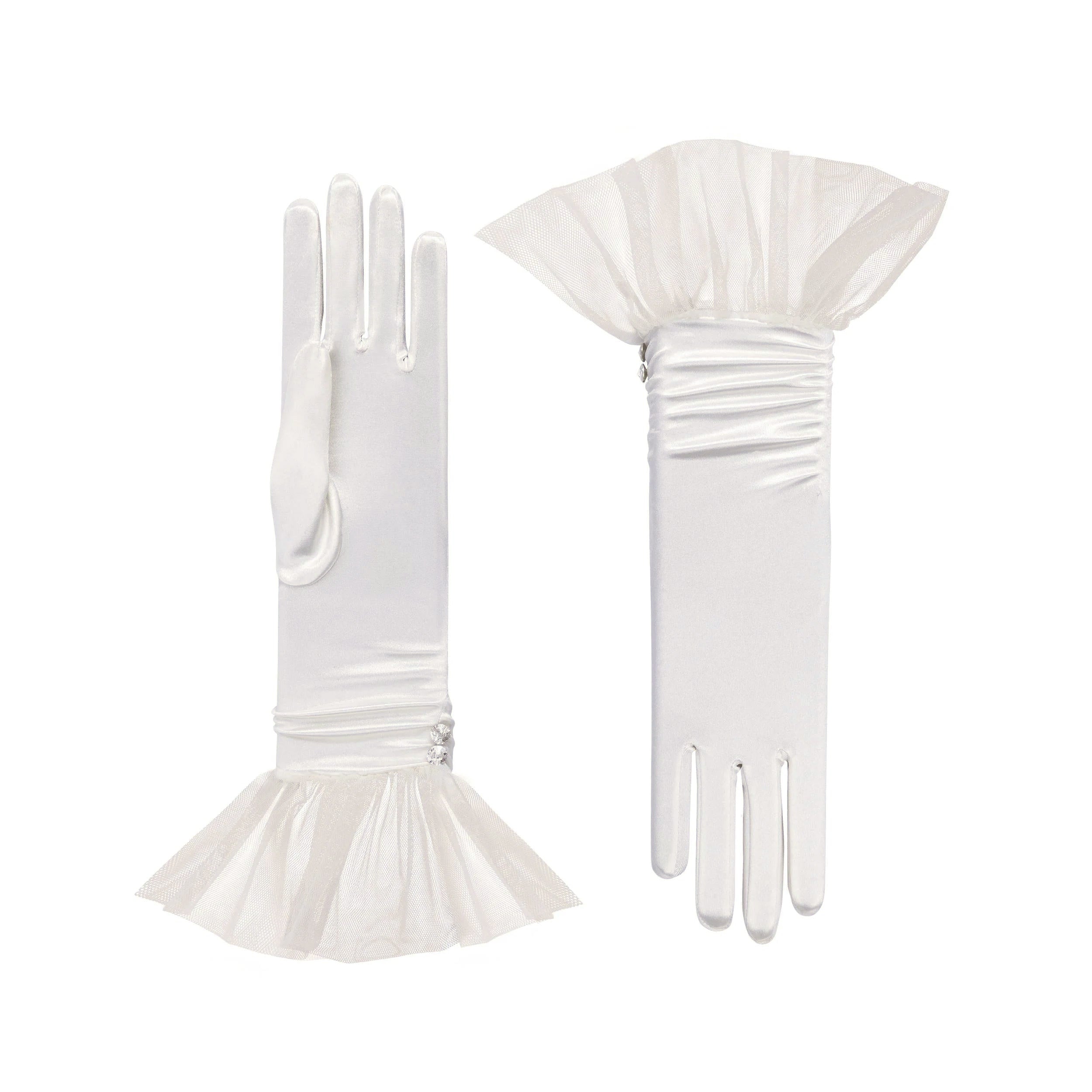 Pale Ivory Satin Gloves - Melody
