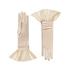 Melody | Satin Glove with Ballerina Tulle Cuff-Champagne-Cornelia James