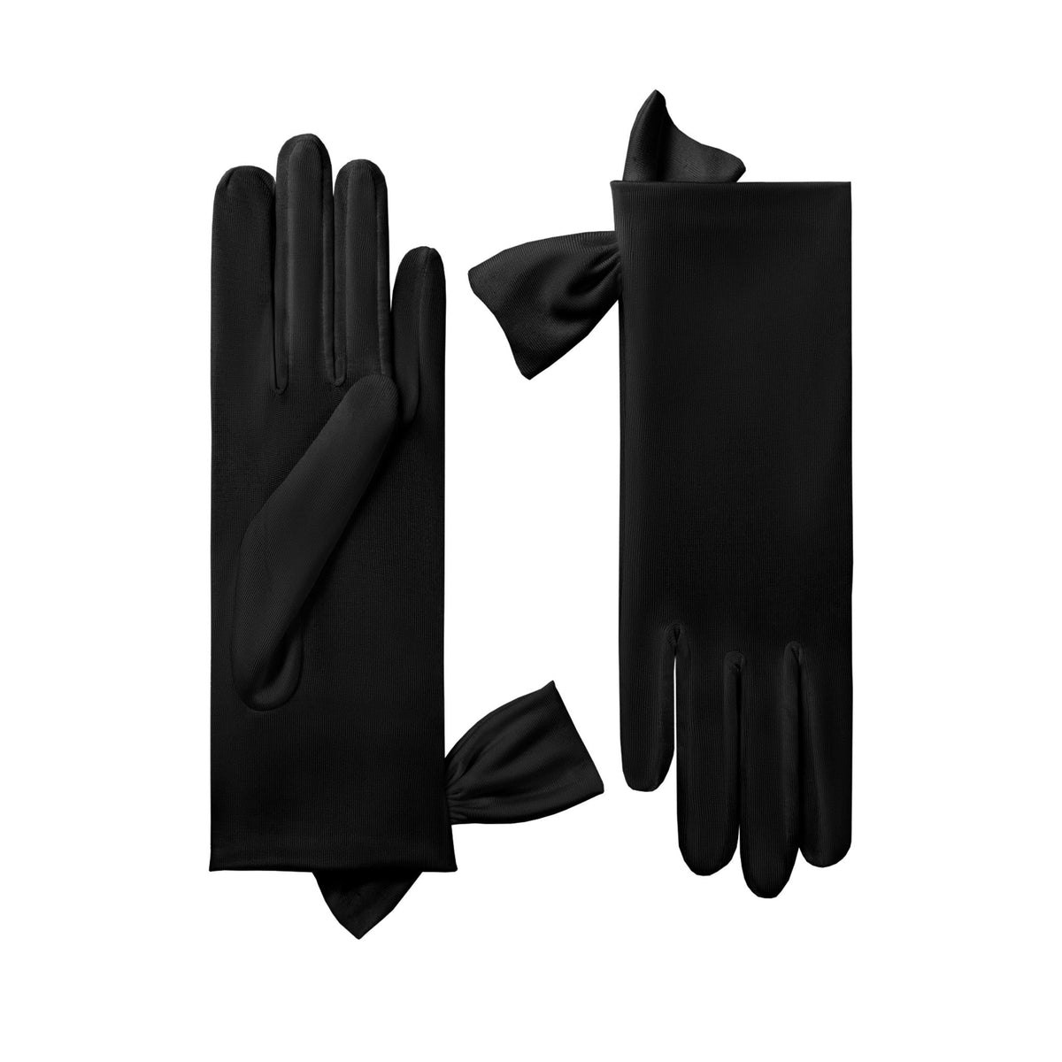 Mia | Silk Glove with Side Bow-Black-Cornelia James