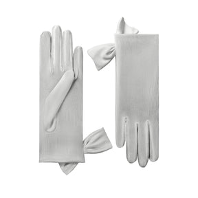 Mia | Silk Glove with Side Bow-Dove Grey-Cornelia James