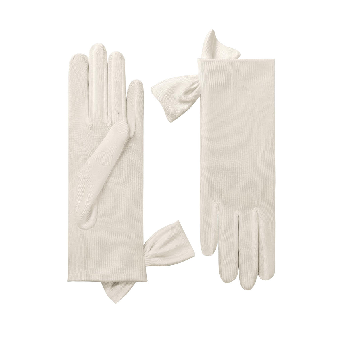 Mia | Silk Glove with Side Bow-Ivory-Cornelia James