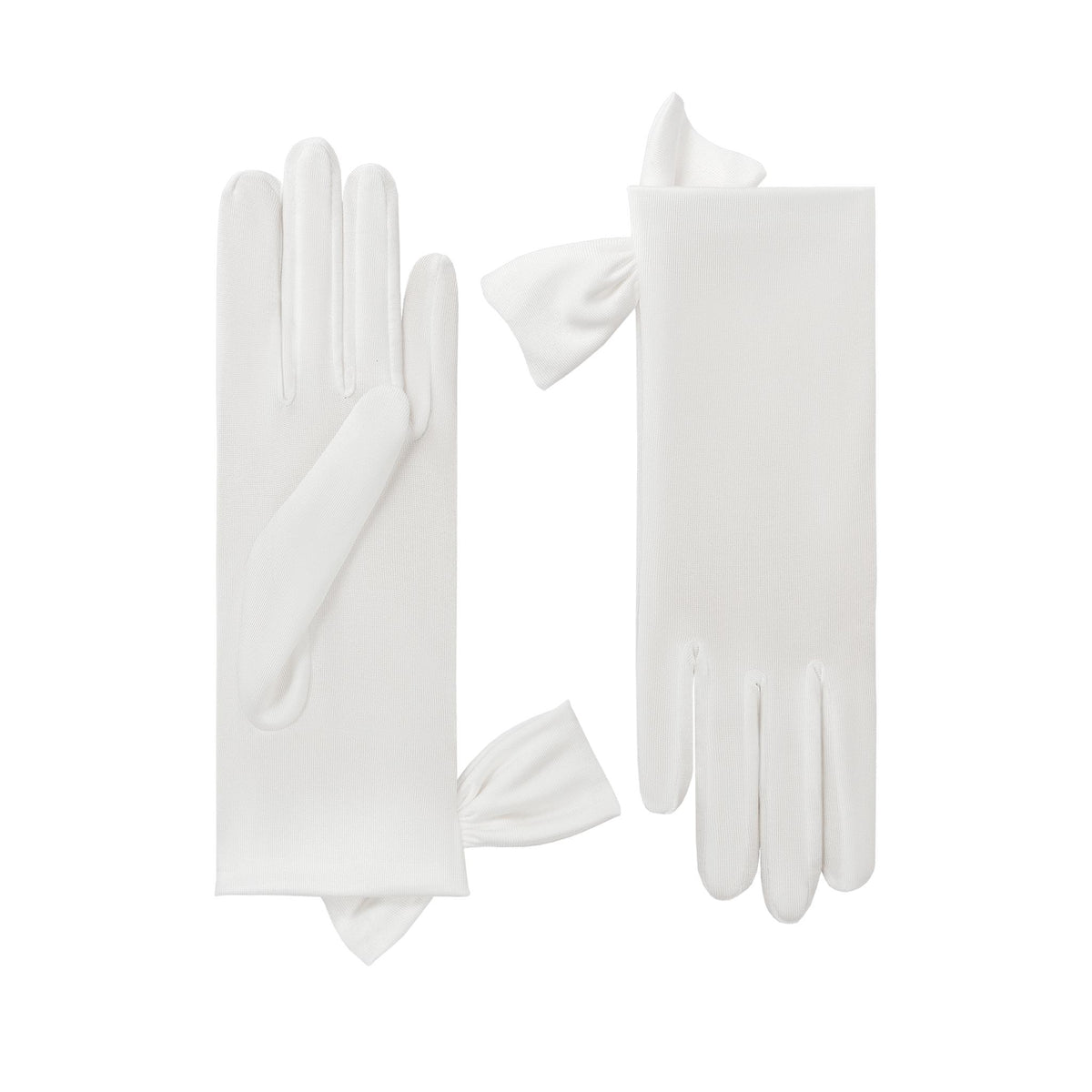 Mia | Silk Glove with Side Bow-White-Cornelia James