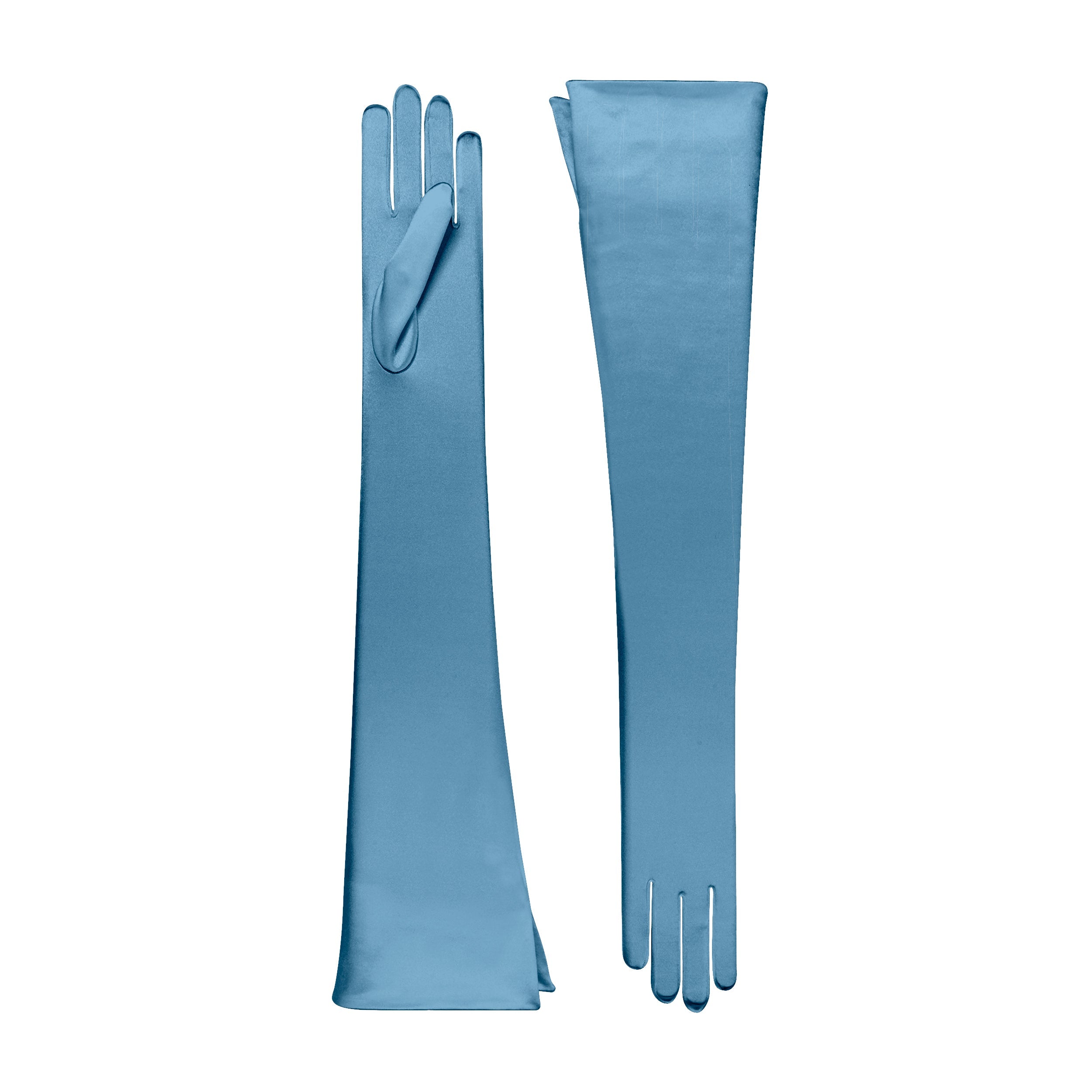 Azure Satin Opera Gloves - Nicoletta