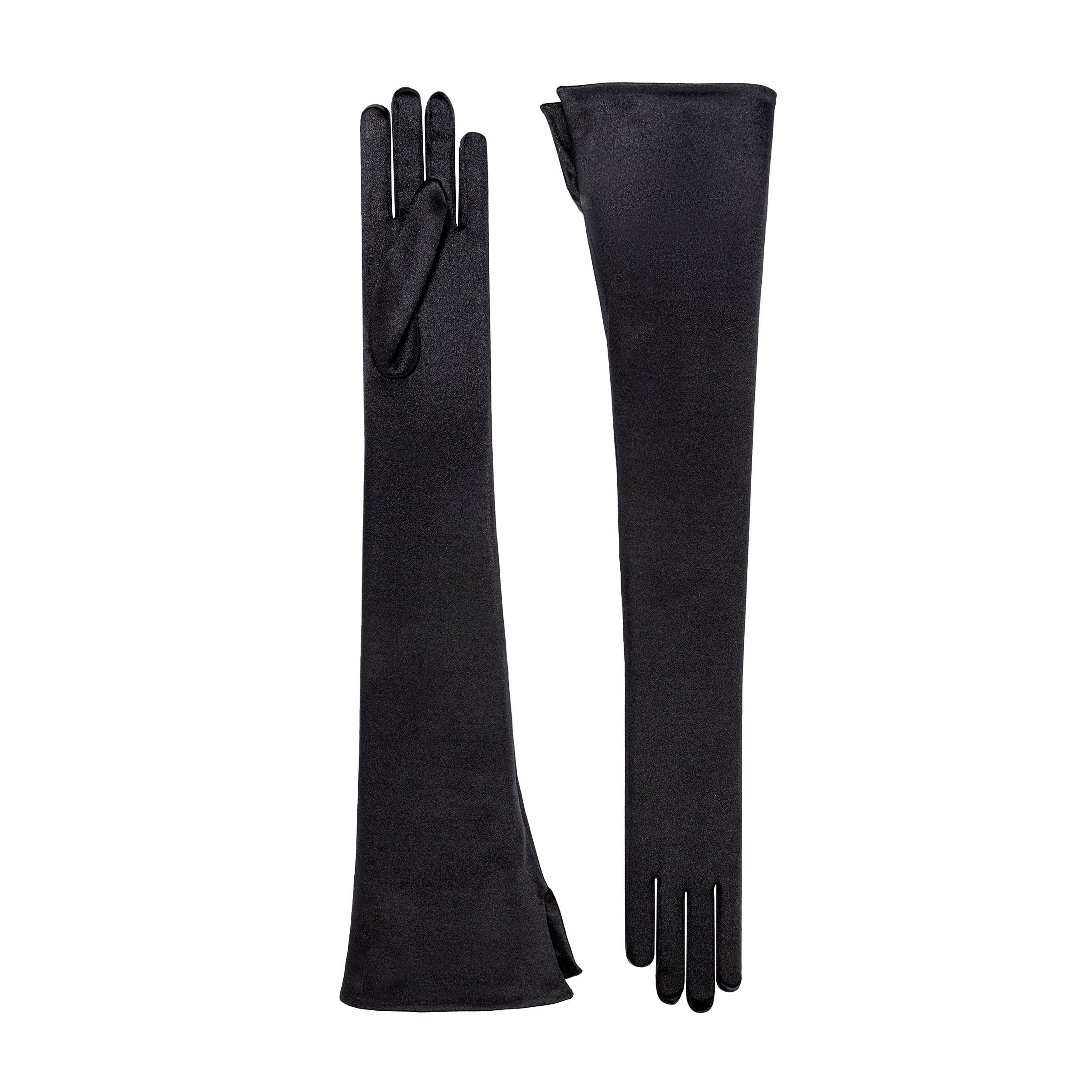 Black Satin Opera Gloves - Nicoletta