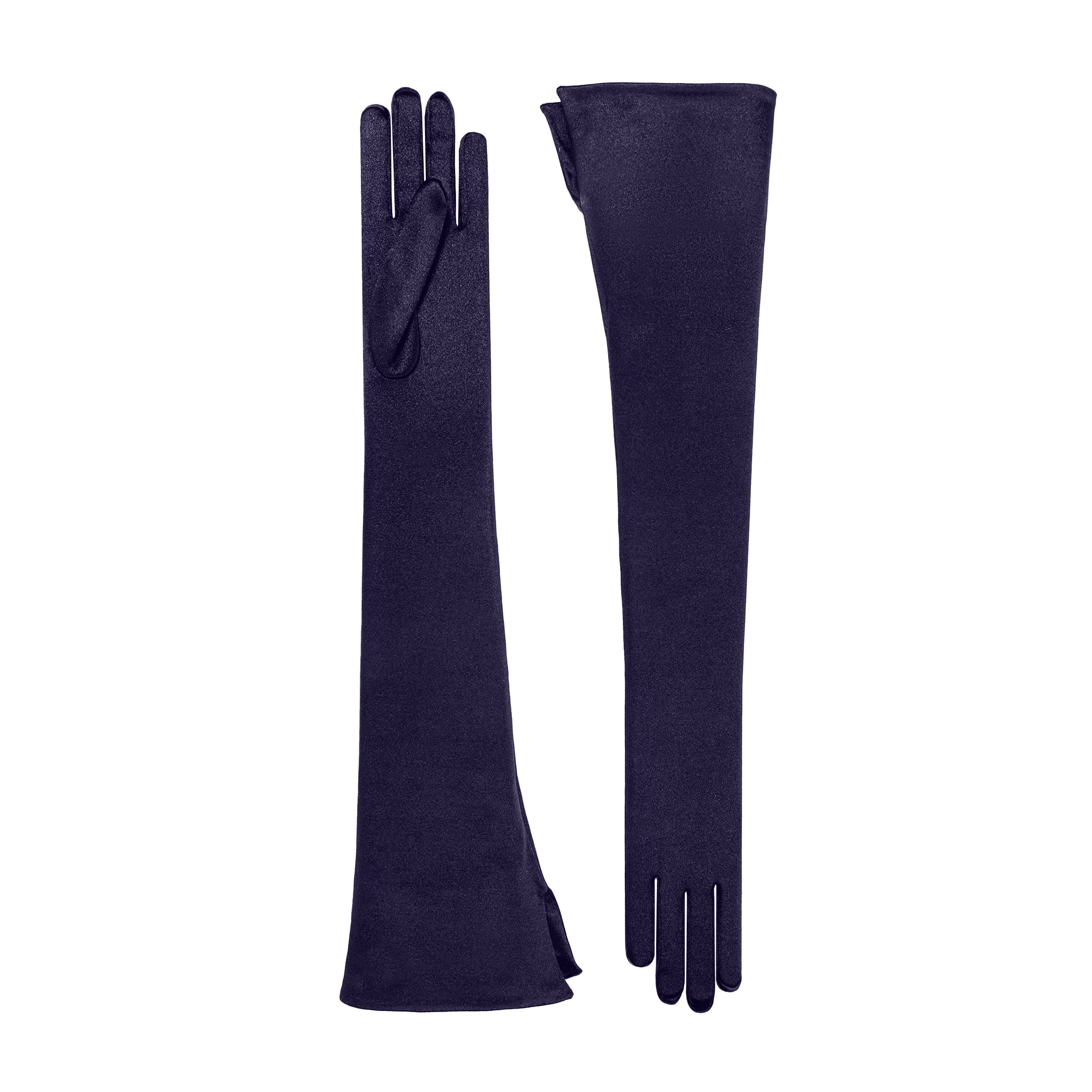 Dark Amethyst Satin Opera Gloves - Nicoletta