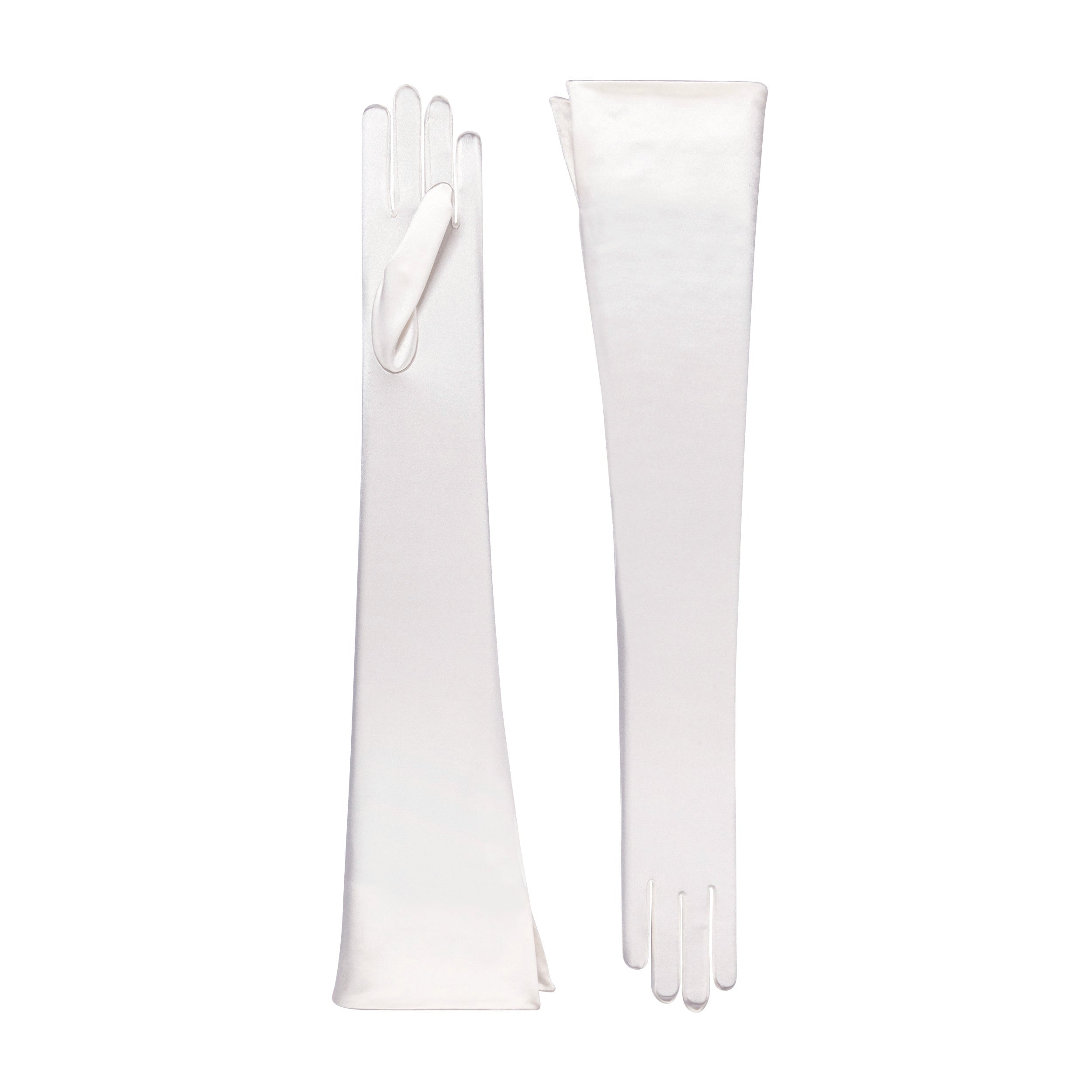 Pale Ivory Satin Opera Gloves - Nicoletta