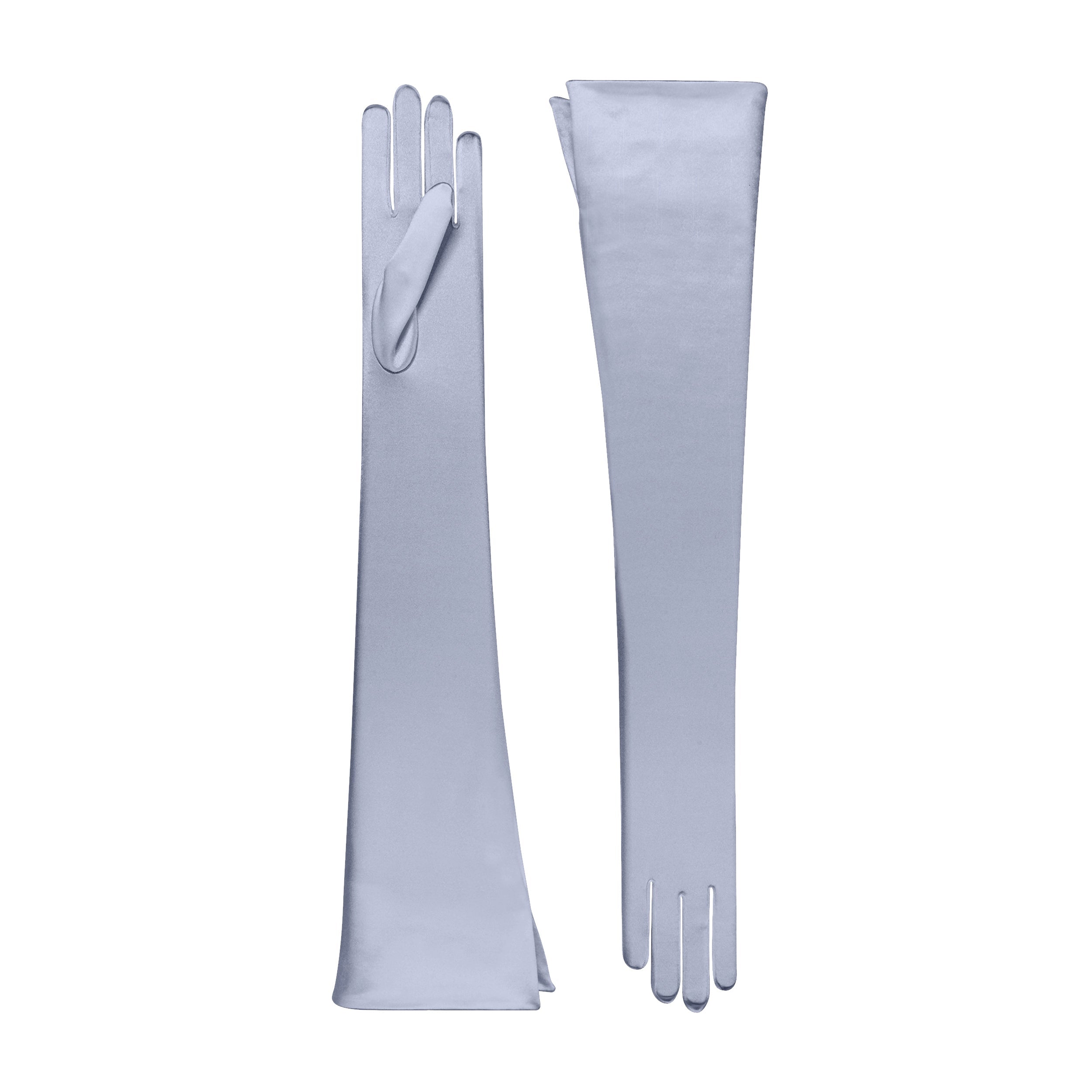 Silver Mist Satin Opera Gloves - Nicoletta