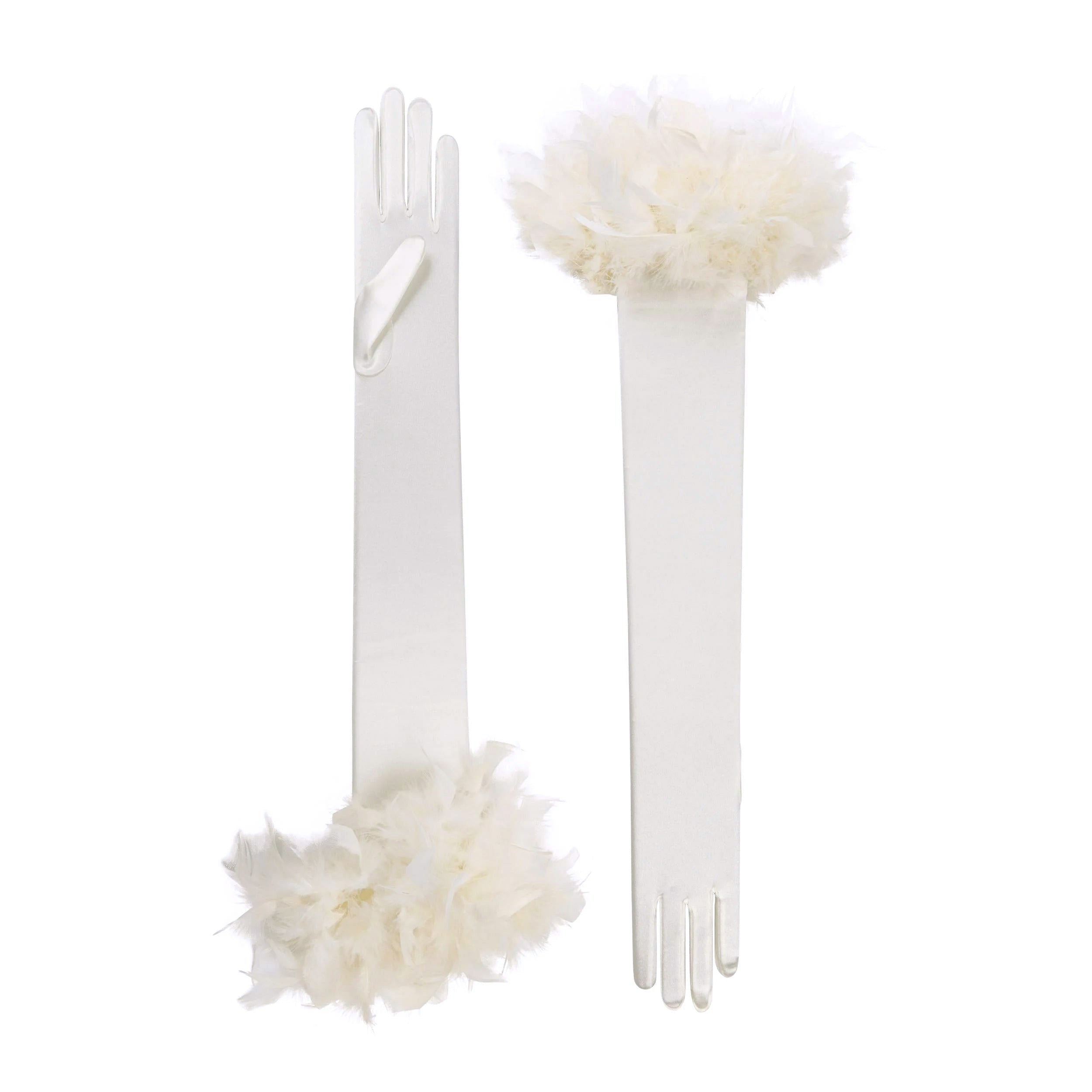 Pale Ivory Satin Opera Gloves - Ophelia