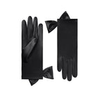 Penelope | Short Satin Glove with Sidebow-Black-Cornelia James [cw:black|high]