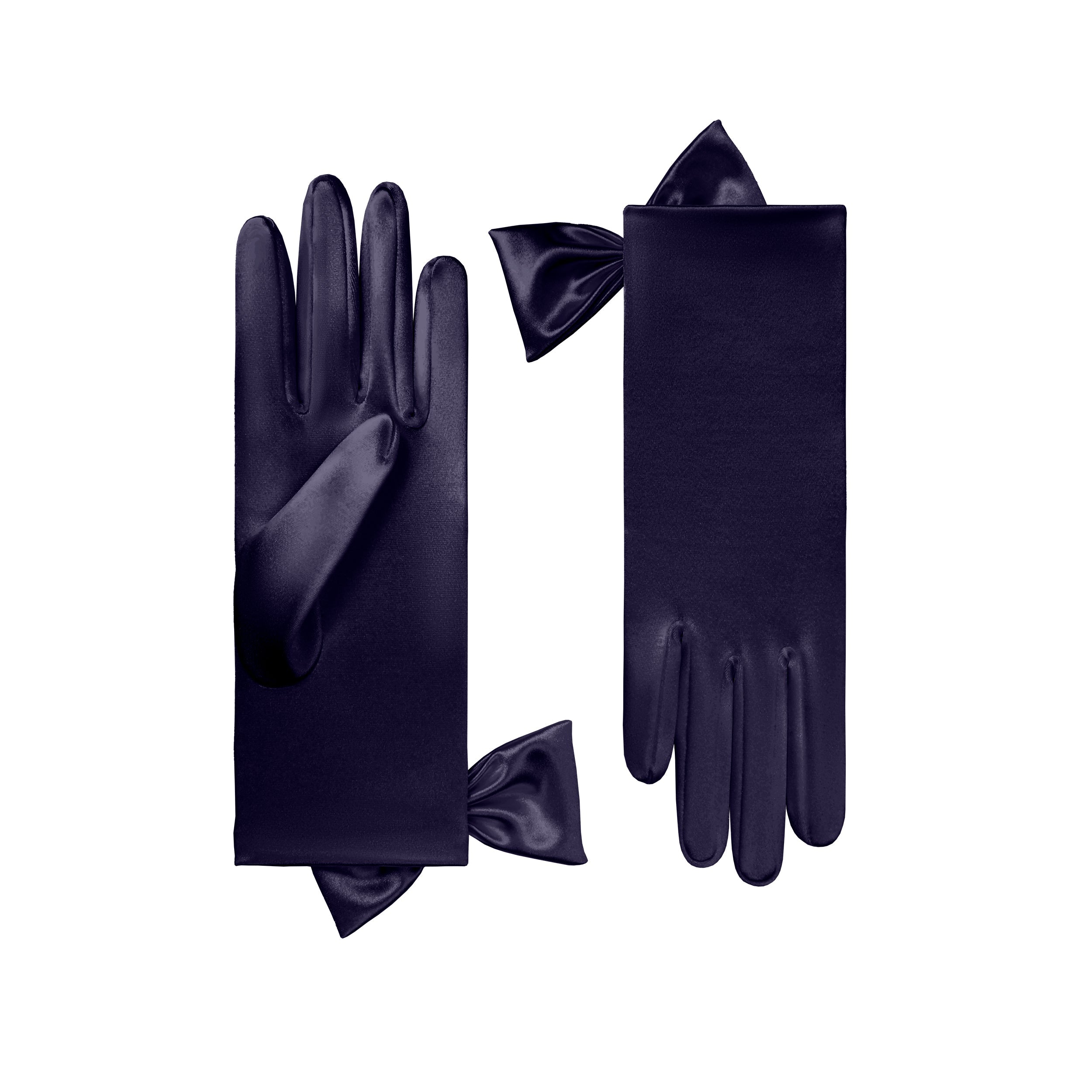 Dark Amethyst Short Satin Gloves - Penelope