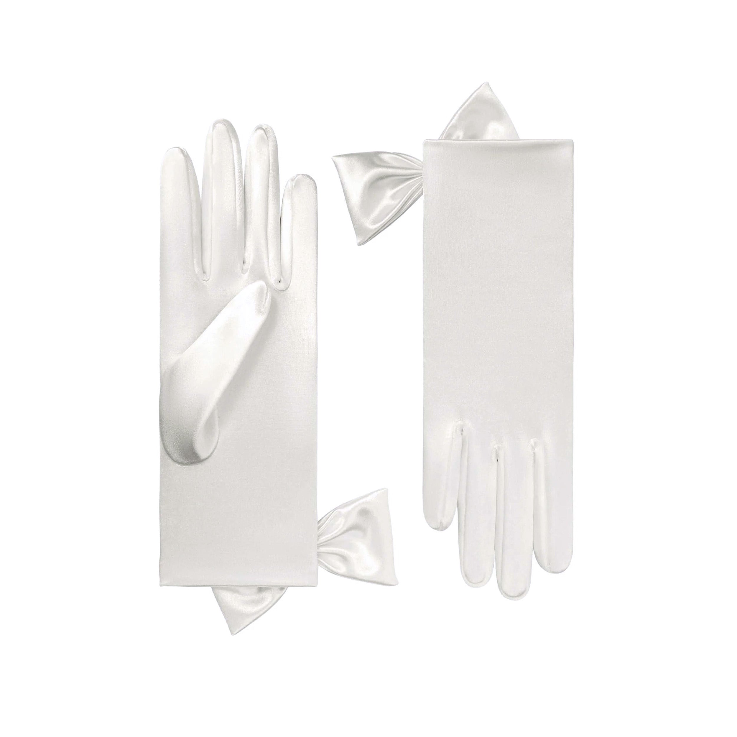 Pale Ivory Short Satin Gloves - Penelope