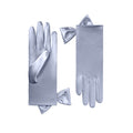 Silver Mist Short Satin Gloves - Penelope