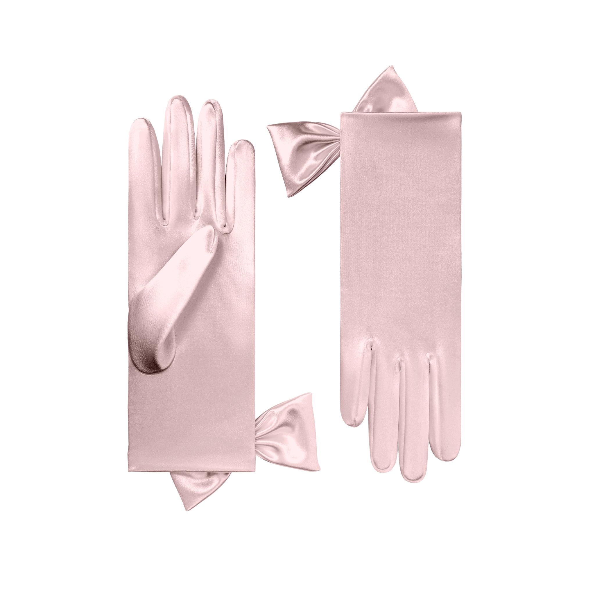 Smokey Rose Short Satin Gloves - Penelope