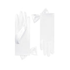 White Short Satin Gloves - Penelope