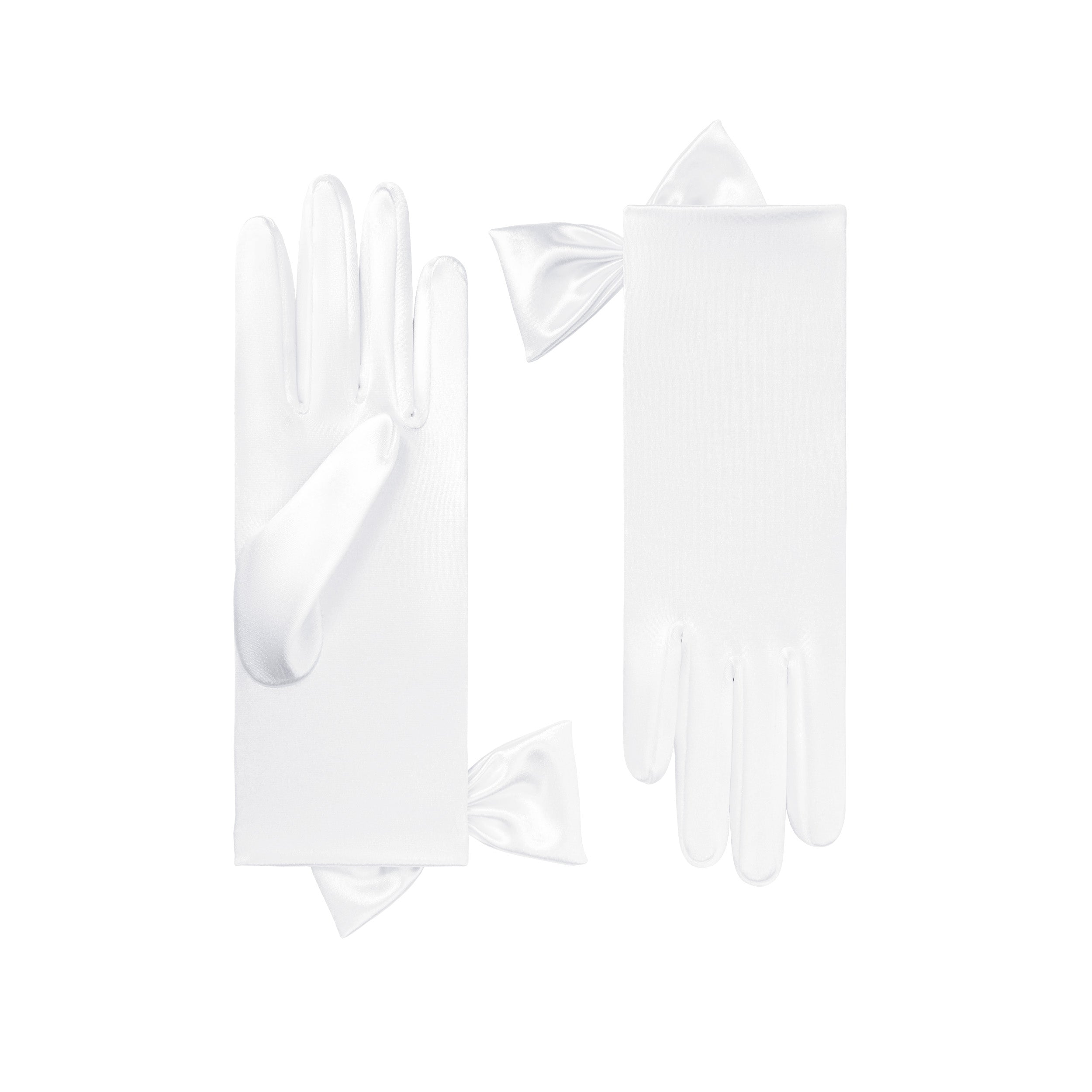 White Short Satin Gloves - Penelope