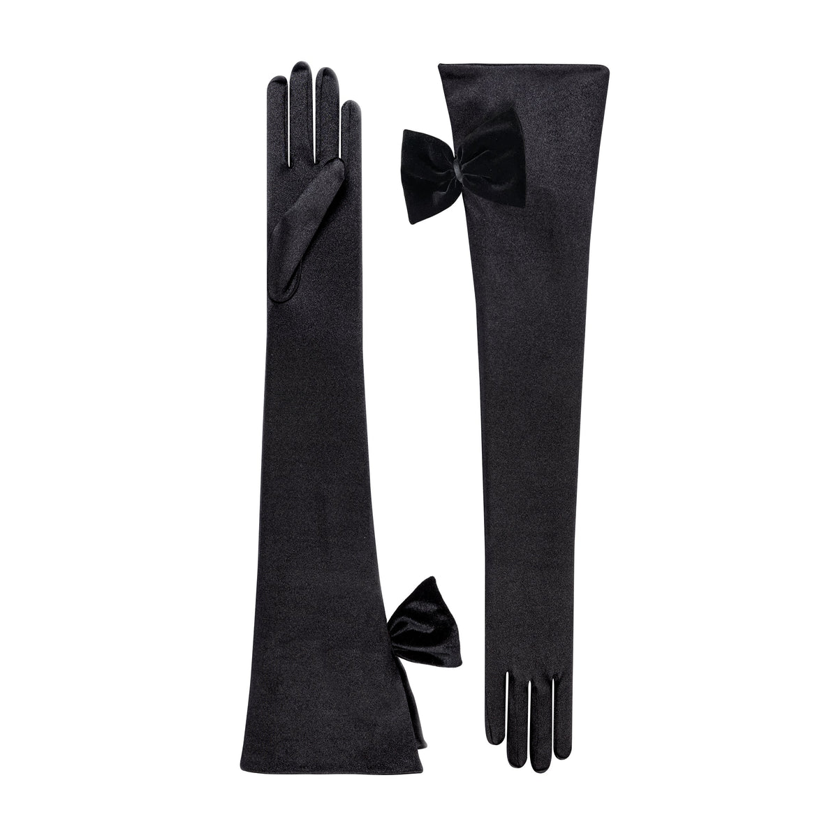 Petroula Satin Opera Glove Velvet Bow