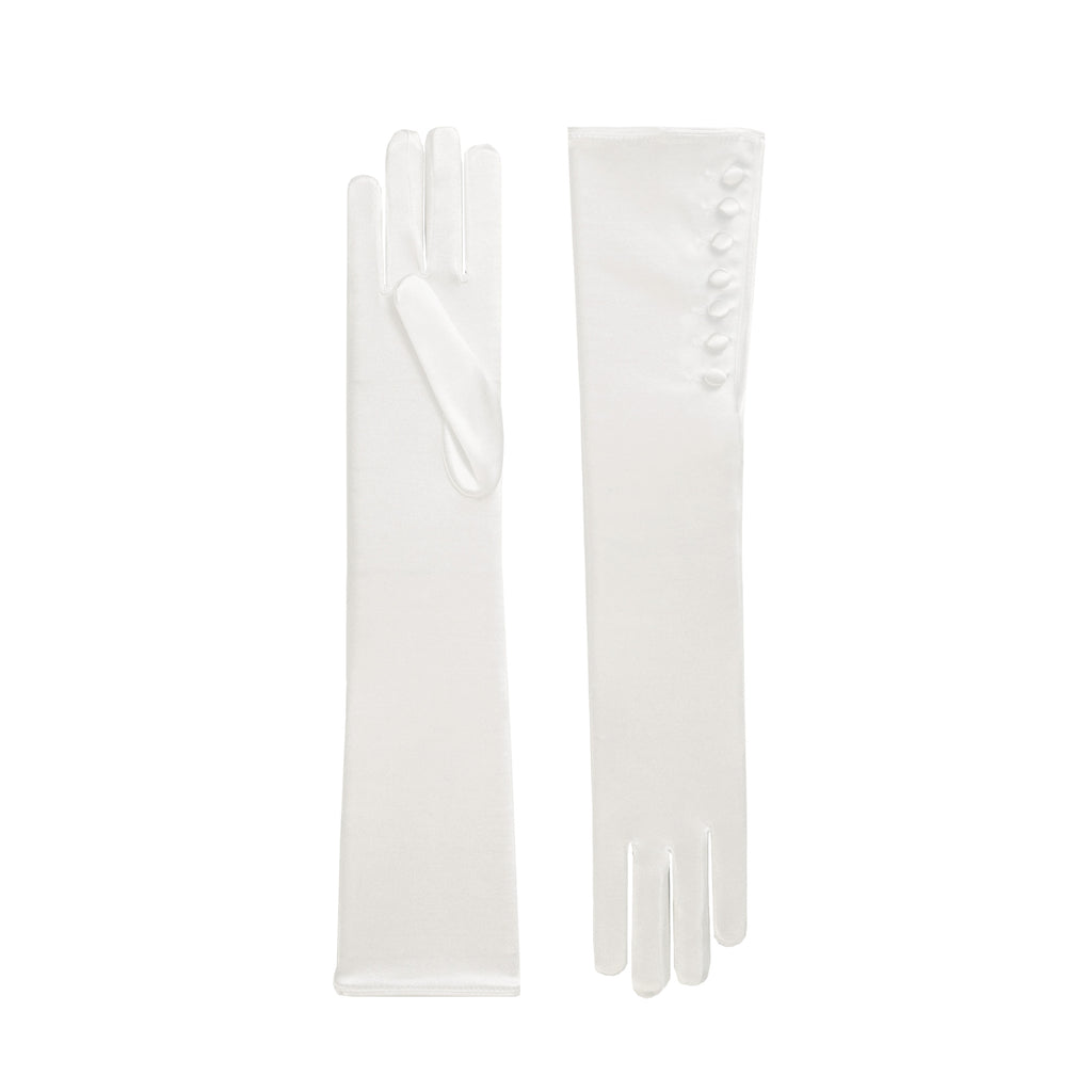 Pale Ivory Satin Opera Gloves - Phoebe