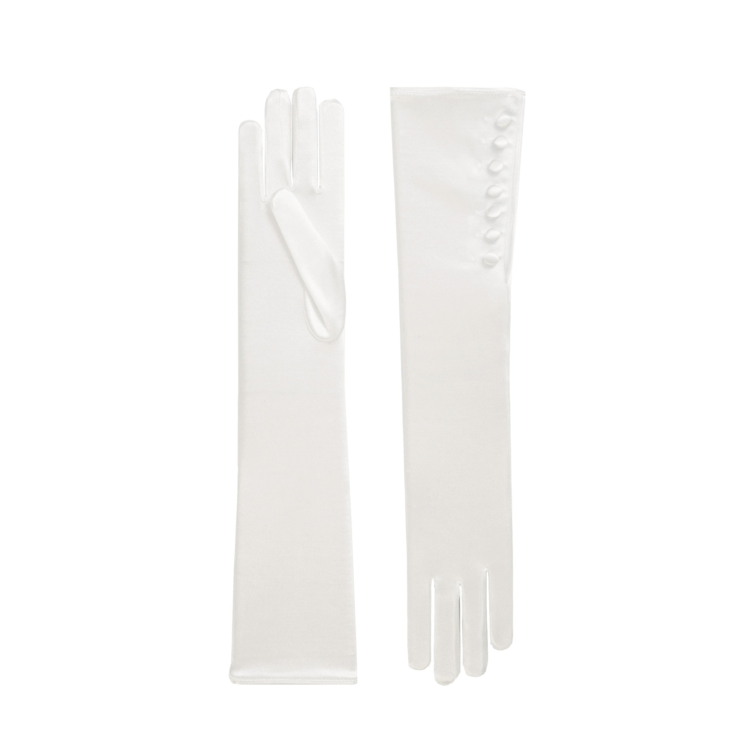 Pale Ivory Satin Opera Gloves - Phoebe