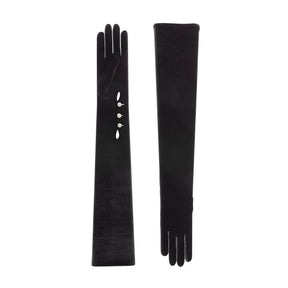 Scarlet | Velvet Opera Glove with Mousquetaire-Black-Cornelia James