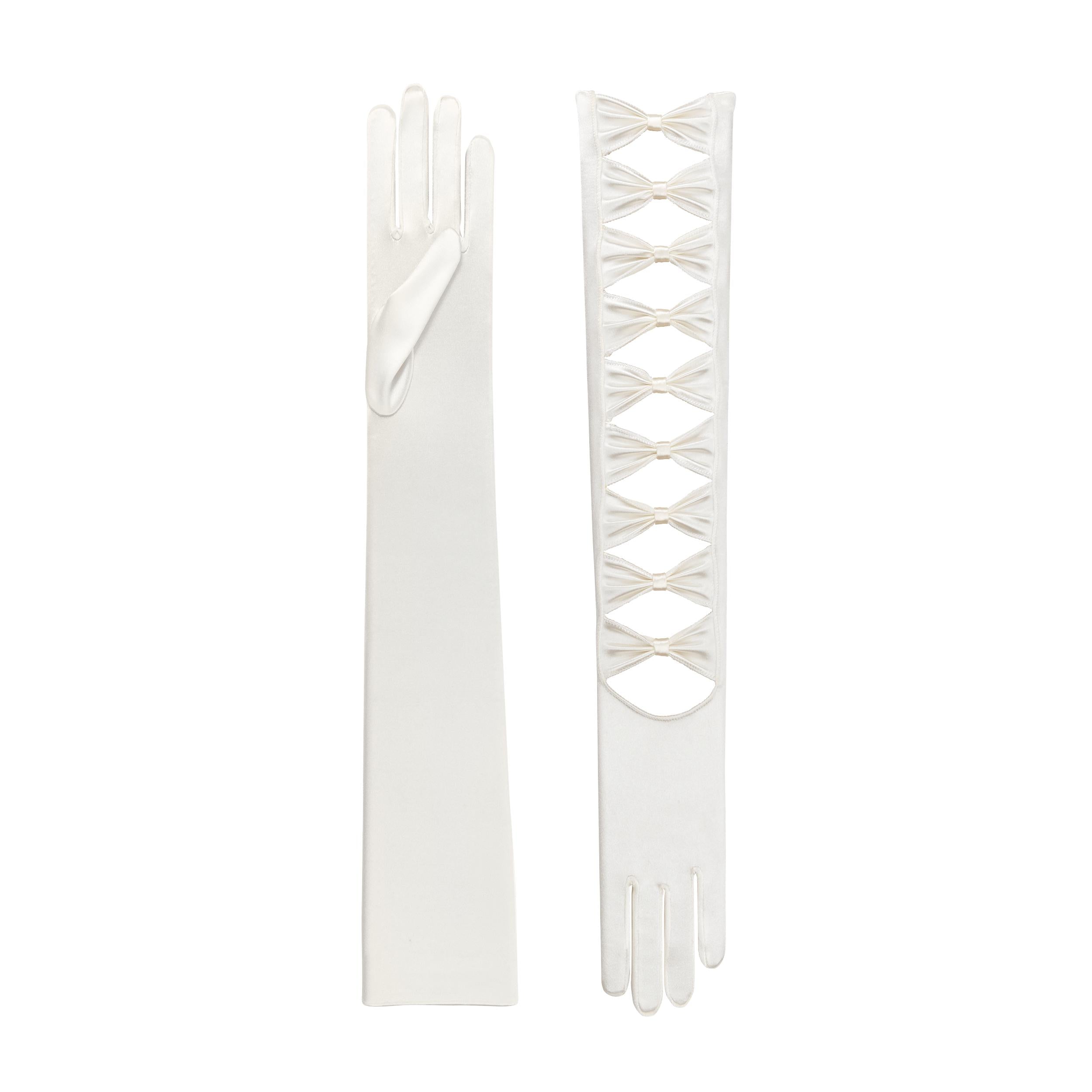 Ivory Satin Opera Gloves - Thalia