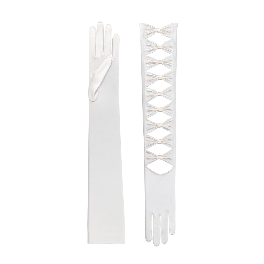 Pale Ivory Satin Opera Gloves - Thalia