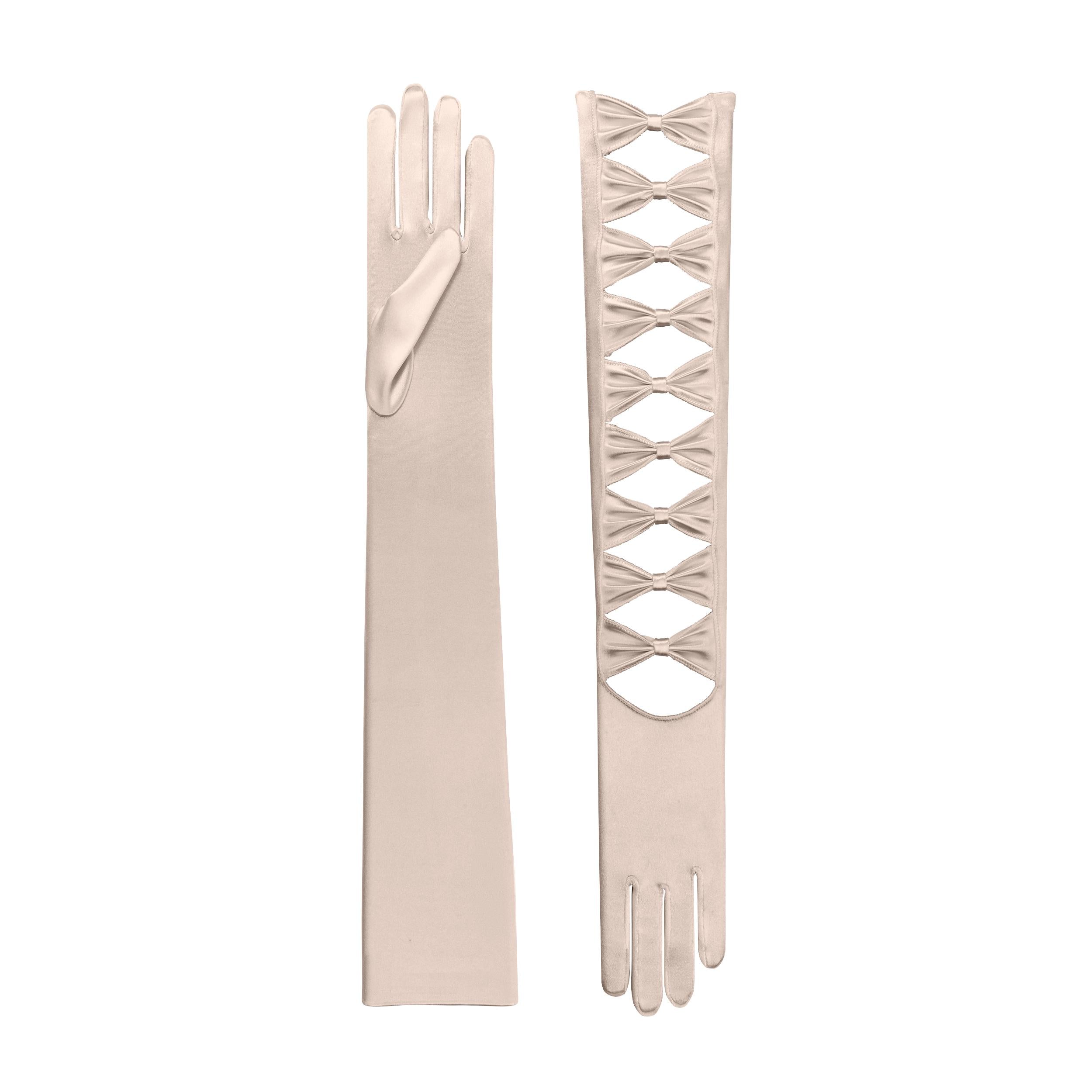 Thalia | Satin Opera Glove-Champagne-Cornelia James