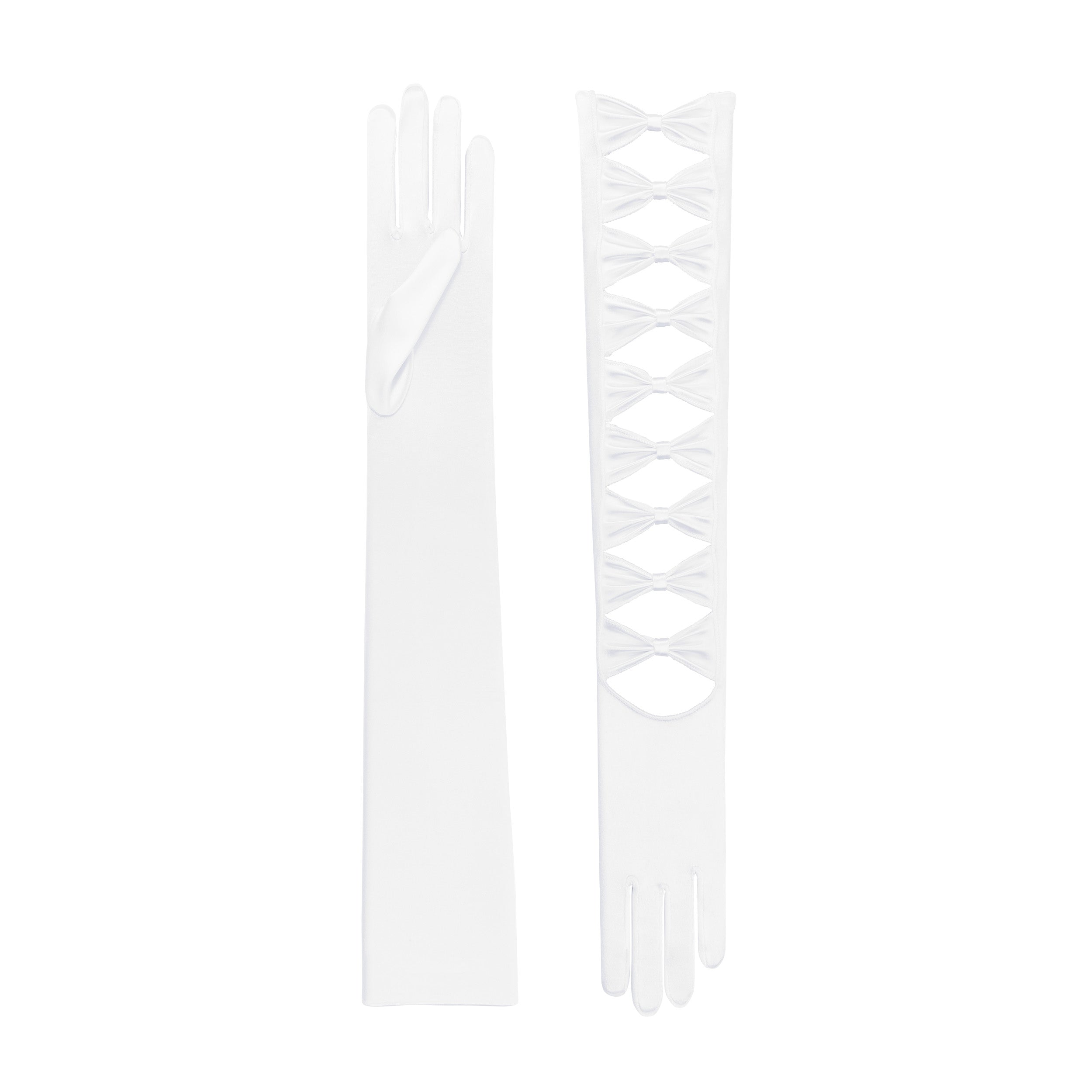 White Satin Opera Gloves - Thalia