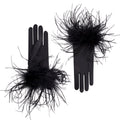 Black Satin Wrist Length Gloves - Vera