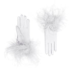 White Satin Wrist Length Gloves - Vera