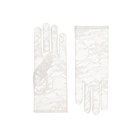 Gucci Gg Embroidered Lace Gloves in White